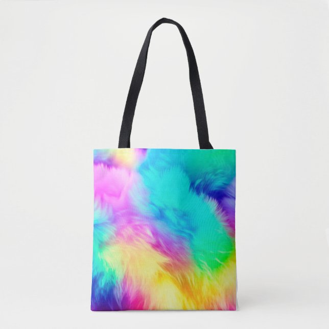 Vivid Rainbow Fluffy Fur Texture-75201 Tote Bag (Front)