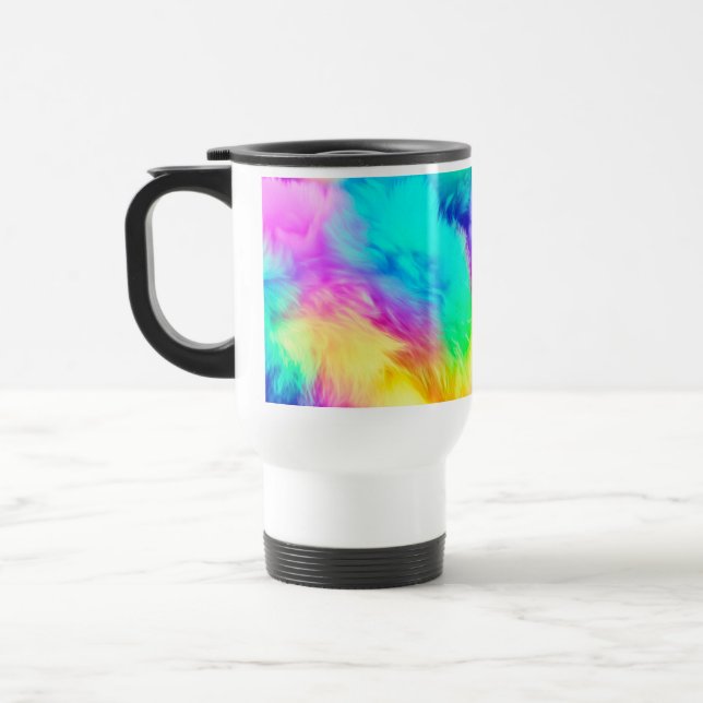Vivid Rainbow Fluffy Fur Texture-75201 Travel Mug (Left)