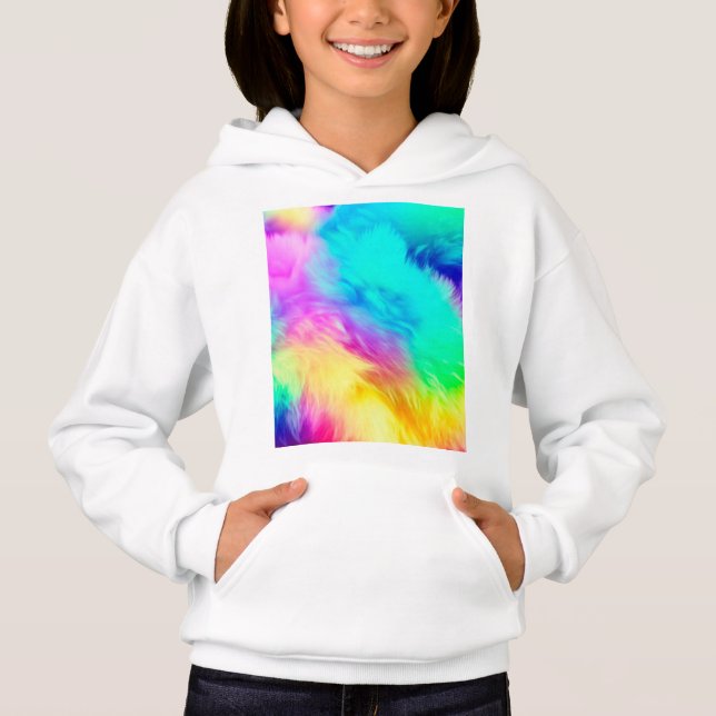 Vivid Rainbow Fluffy Fur Texture Background Design (Front)
