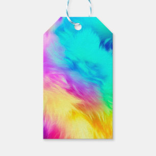 Vivid Rainbow Fluffy Fur Texture Background Design Gift Tags