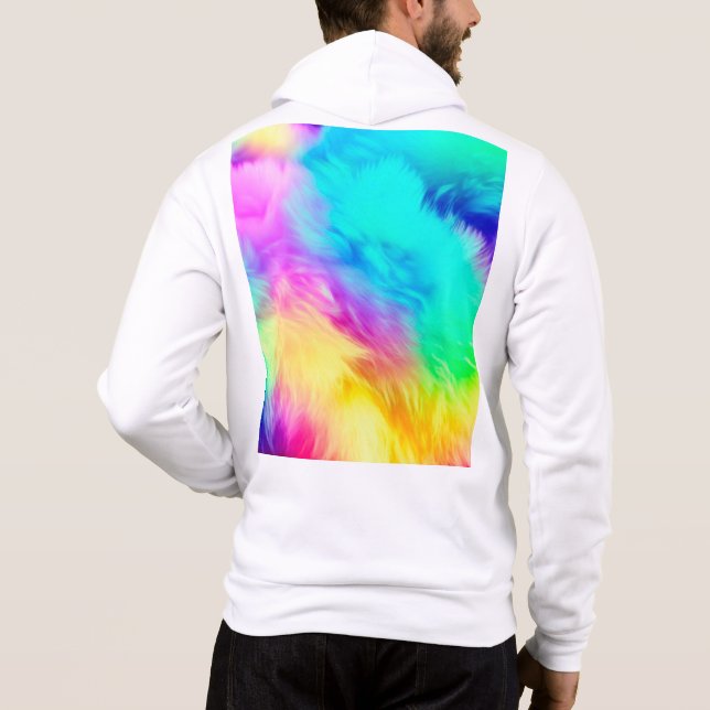 Vivid Rainbow Fluffy Fur Texture Background Design Hoodie (Back)