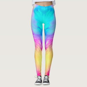 Vivid Rainbow Fluffy Fur Texture Background Design Leggings