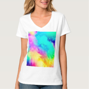 Vivid Rainbow Fluffy Fur Texture Background Design T-Shirt