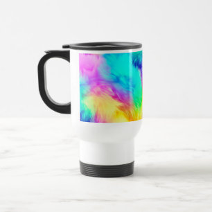 Vivid Rainbow Fluffy Fur Texture Background Design Travel Mug