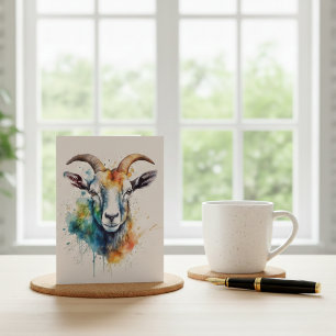 Vivid Rainbow Goat Portrait  Postcard