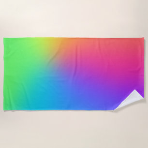 Vivid Rainbow Ombre Birthday Party Beach Towel