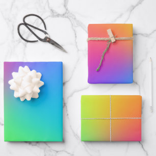 Vivid Rainbow Ombre Birthday Party Wrapping Paper Sheet