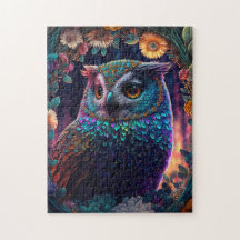 Vivid Rainbow Owl Art Puzzle