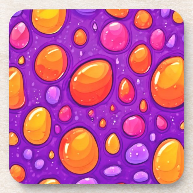 Vivid Raindrop Cartoon Art Coaster (Front)
