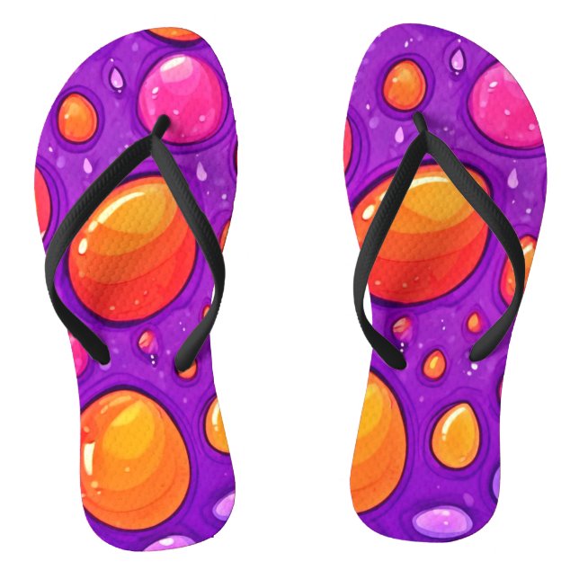 Vivid Raindrop Cartoon Art Flip Flops (Footbed)