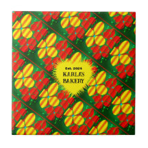 Vivid Red and Yellow Flowers Ceramic Tile