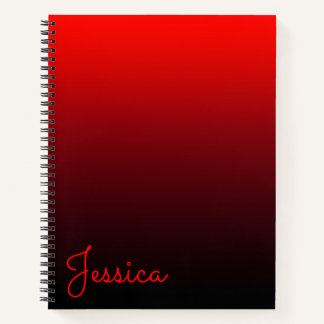 Vivid Red Burgundy and Black Ombre Notebook