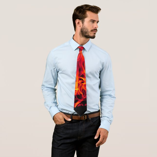 Vivid Red Fire Flames Tie (In Situ)