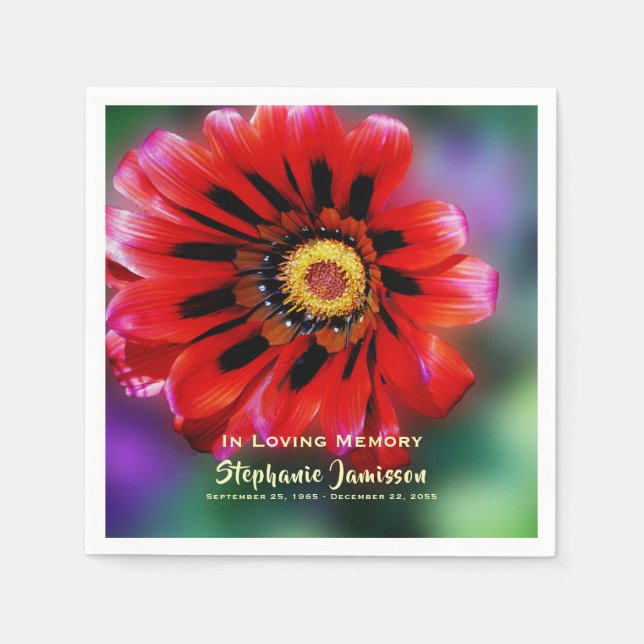 Vivid Red Flower Gazania Celebration of Life Paper Napkin (Front)