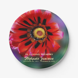 Vivid Red Flower Gazania Celebration of Life Paper Paper Plate