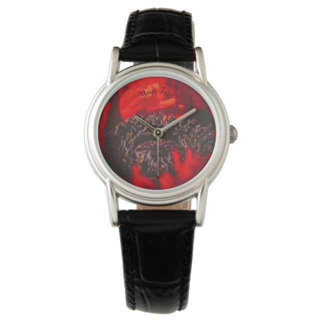 Vivid Red Poppy Stamen  Watch (Front)
