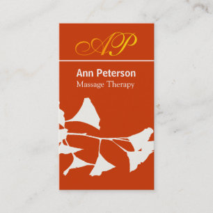 Vivid Red Pretty Ginkgo Bold Monogram Business Card