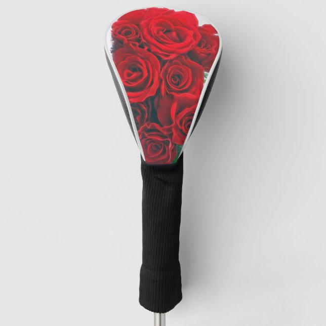 Vivid Red Roses Golf Club Cover (Front)