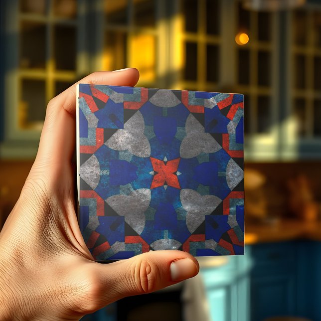 Vivid Red Starburst with Soothing Blue Accents Tile (Creator Uploaded)