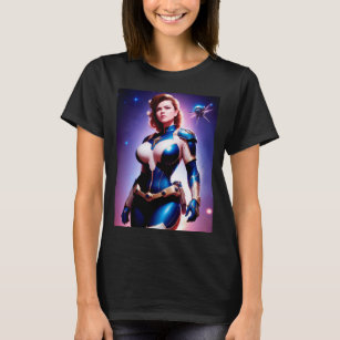Vivid Retro 50's Female Sci Fi Space Ranger T-Shirt