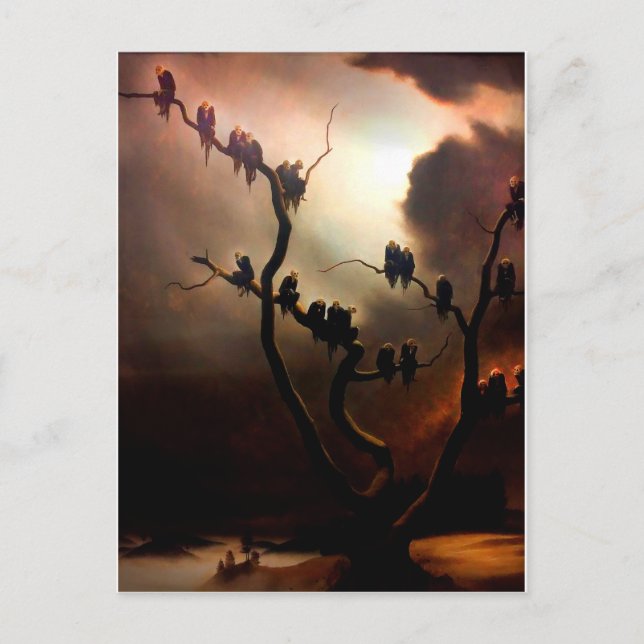 Vivid Retro - Ghosts in a Tree Invitation Postcard (Front)