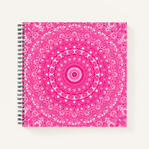 Vivid Rose Pink Mandala Pattern Notebook