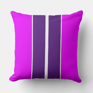 Vivid Royal Purple Magenta Pink Racing Stripes Cushion