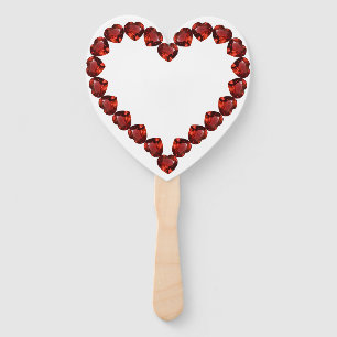 Vivid Ruby Heart Gemstone Design Hand Fan