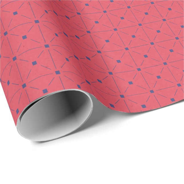 Vivid Scarlet & Cobalt Geometric Gift Wrap (Roll Corner)