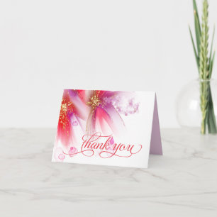 Vivid Scarlet Lilac  Abstract Floral  Thank You Card