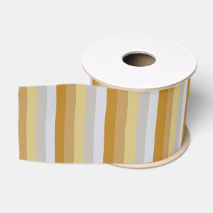 Vivid Silver and Gold Colorful Vertical Stripes Grosgrain Ribbon