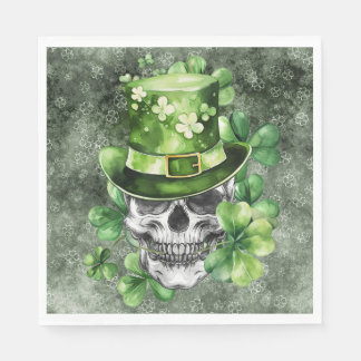 Vivid Skull with Green Hat Illustration Napkin