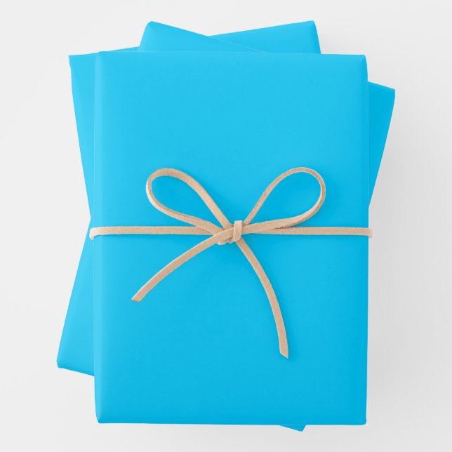 Vivid Sky Blue Solid Colour Wrapping Paper Sheet (In situ)