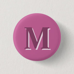 vivid solid pink monogram, 3 cm round badge