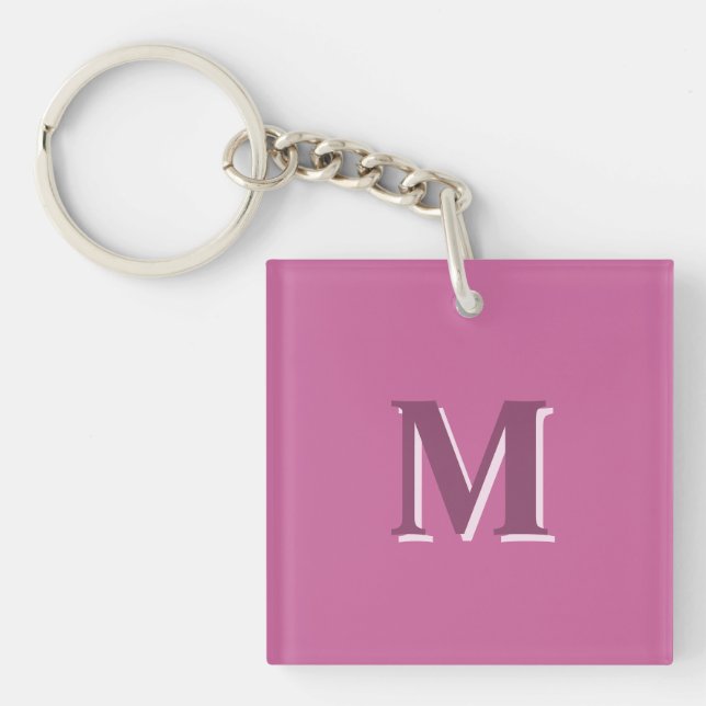 vivid solid pink monogram  key ring (Front)