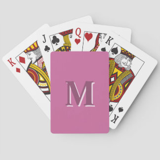 vivid solid pink monogram, playing cards