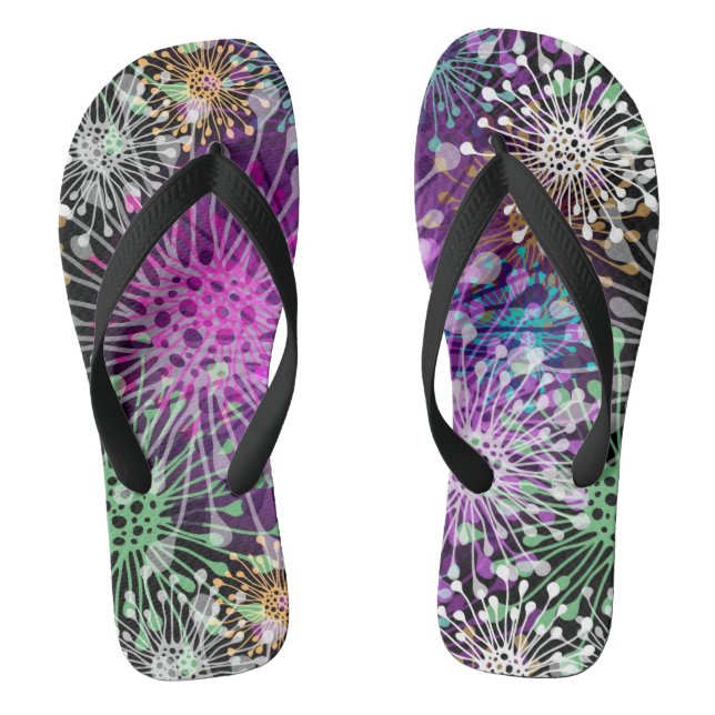 Vivid Spotty Pattern Flip Flops (Footbed)