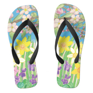 Vivid Spring Flowers that Radiate Joy Flip Flops