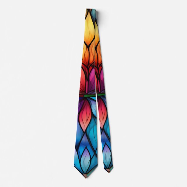 Vivid Stained Glass, Colourful, Flashy Tie (Front)