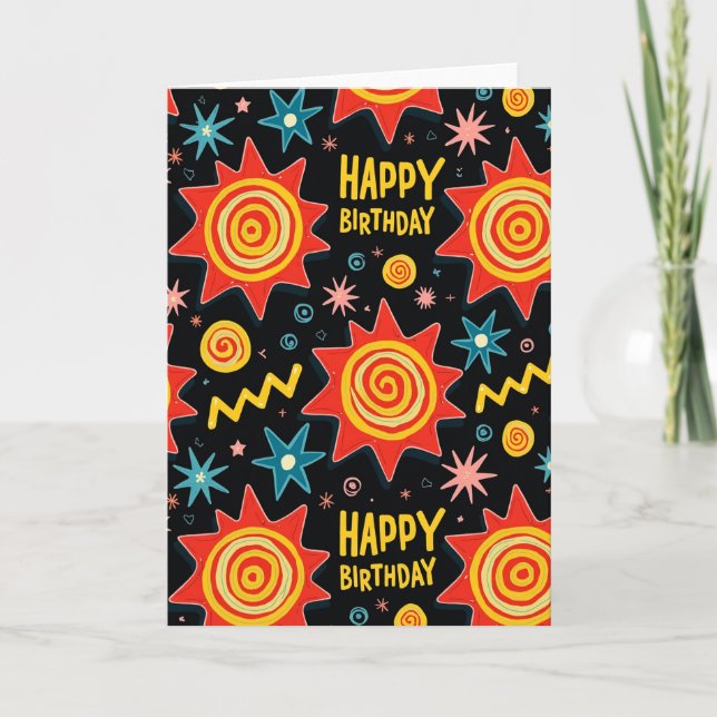Vivid Starburst Birthday Card (Front)
