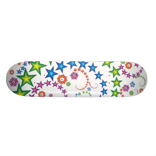 vivid stars_2 on wood skateboard