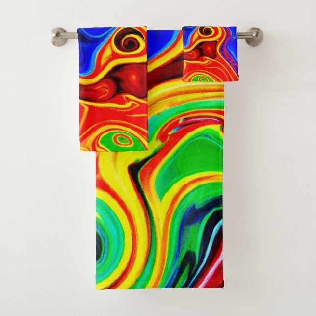Vivid Style Pattern Bath Towel Set (Insitu)