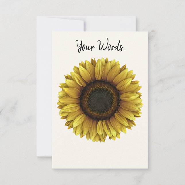 Vivid Sunflower Botanical Art Design Thank You Card (Front)