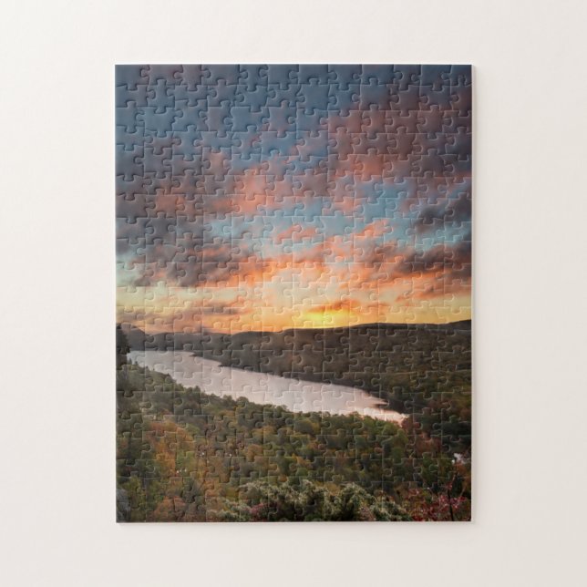 Vivid Sunrise Over Lake Of The Clouds In Autumn Jigsaw Puzzle (Vertical)