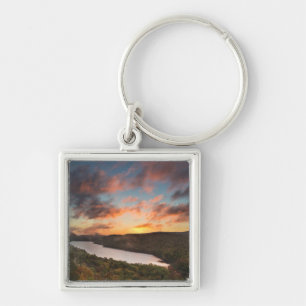 Vivid Sunrise Over Lake Of The Clouds In Autumn Key Ring