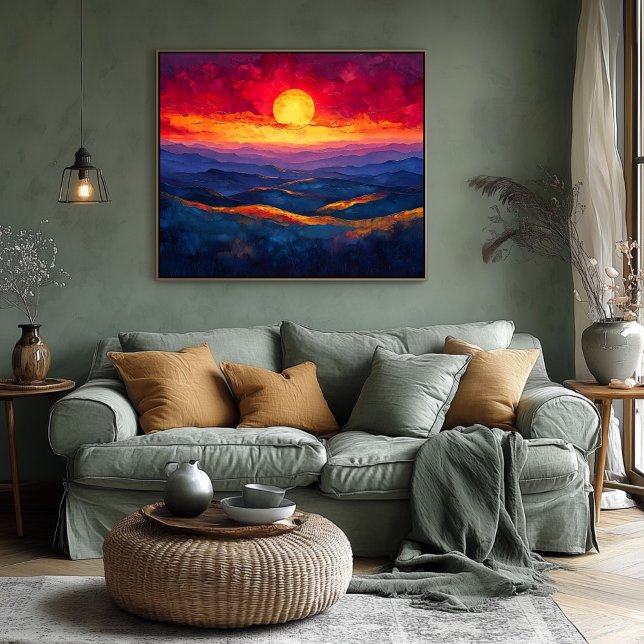 Vivid Sunset Over Mountain Range – Abstract Scene Poster (Creator Uploaded)