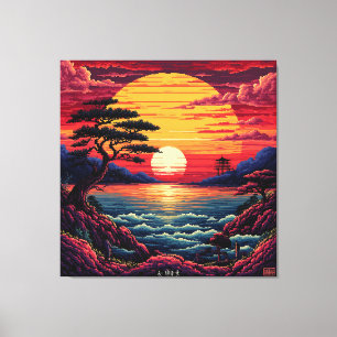 Vivid Sunset Over Ocean Landscape Canvas Print