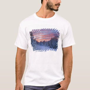 Vivid sunset paints the sky above wintery T-Shirt