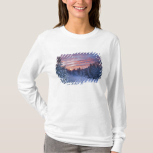 Vivid sunset paints the sky above wintery T-Shirt