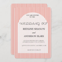 Vivid Tangerine Blush Striped Elegant Wedding